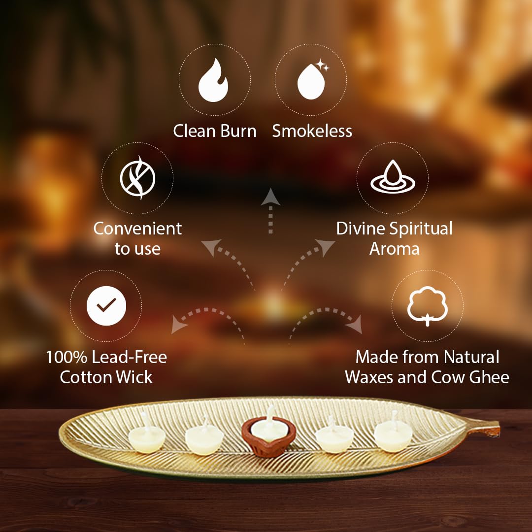 Welburn Veda&Co® Scented Batti for Puja(60 Pieces), Diya Batti with Cotton Wick, 30 Minutes Burning Time, Ghee Blended Ready to Use Diyas, Premium Puja Fragrance Two Month Pack, Home & Temple