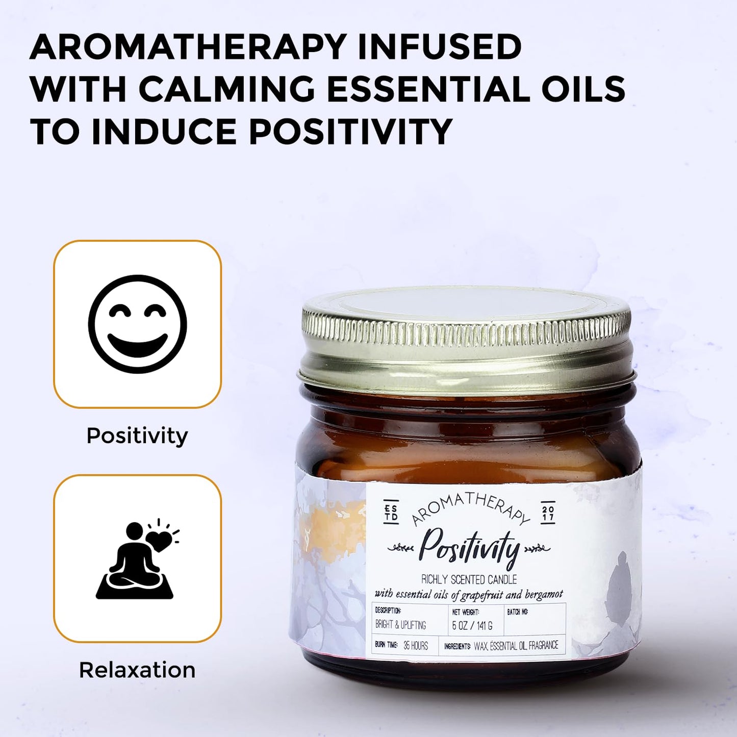 Welburn Veda&Co® Scented Wax Candle - Positivity I Aromatherapy Jar Candle for Home Decor | Enhance Your Mood | Enhance Your Space with Soothing Scents (35 Hours Burn Time, 141gm),