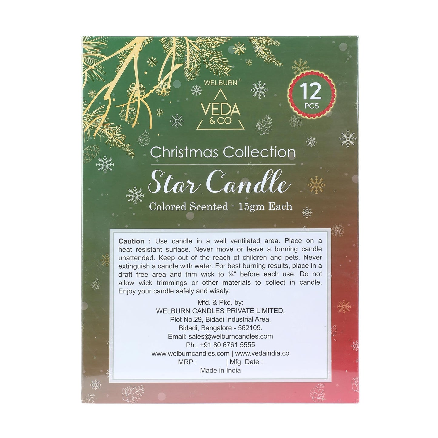 Welburn Veda&Co® Polycup Star Candles - Pack of 12 | Decoration Items | Scented Candles Set for Dinner, Home Decor, Ofiices | Burns Upto 3 Hr | Smokeless Candles