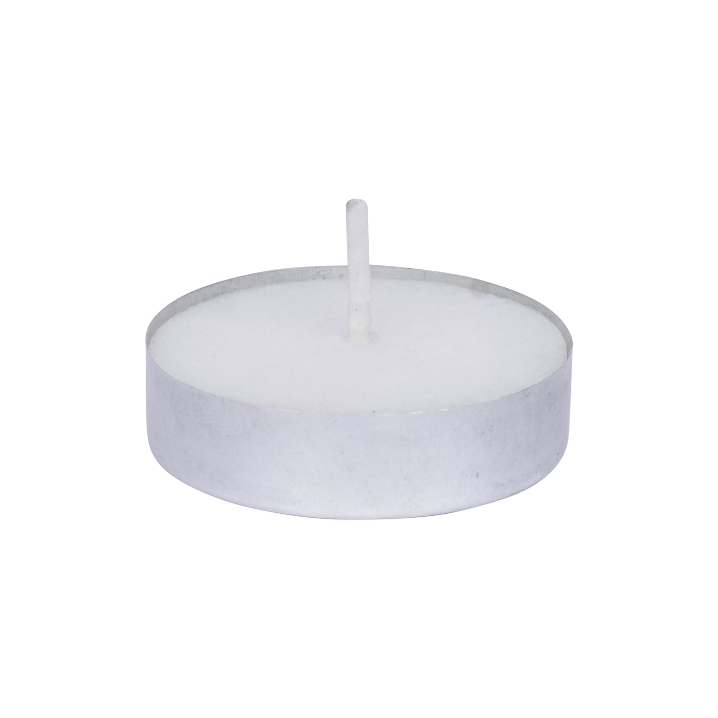 single white wax tealight candle close view