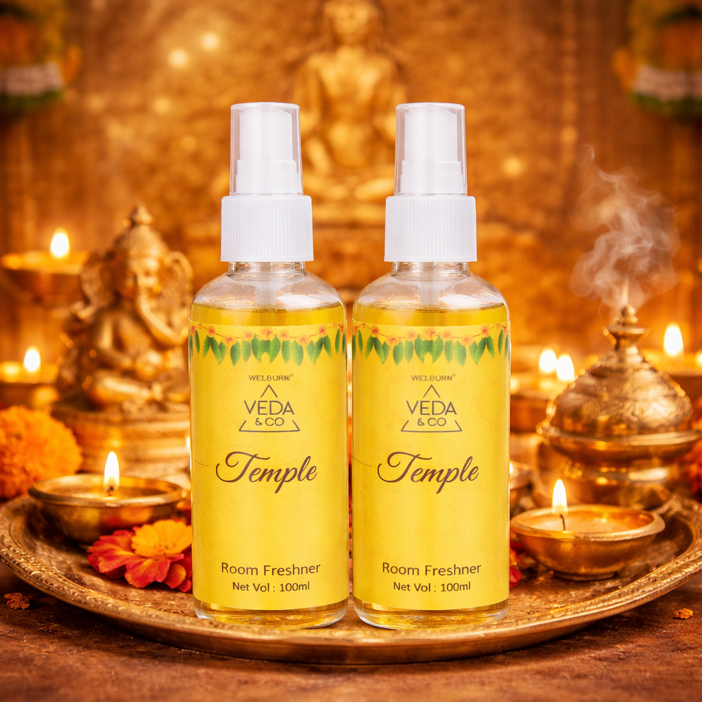 Temple Fragrance Room Freshener - 100ml (Pack of 2) | Long Lasting Air Freshener for Home & Office.