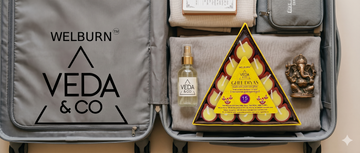 Veda & Co ghee diya pack compact enough for travel in a carry bag — Veda & Co