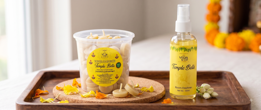 A ghee batti and puja spray combo pack displayed together showing bundled puja essentials