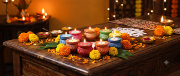 Hand-painted terracotta matki diyas arranged in a decorative cluster for Diwali home decor
