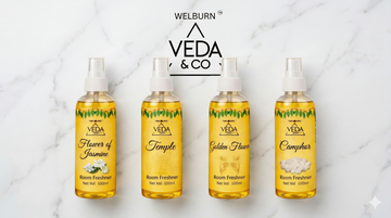 Veda & Co puja spray fragrance room freshener in four fragrances 