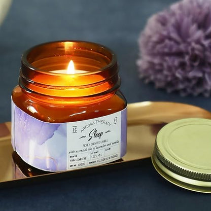 Welburn Veda&Co® Scented Wax Candle - Induces Sleep | Aromatherapy Jar Candle for Home Decor | Enhance Your Mood | Enhance Your Space with Soothing Scents (35 Hours Burn Time, 141gm),