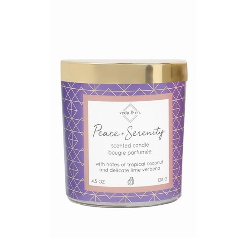 Welburn Veda&Co® Scented Wax Candle – 30 Hours Burn Time (128gm) | Jar Candle with Gold Metal Lid | Smokeless Paraffin Wax | Peace & Serenity Aroma for Home Décor, Office, Meditation & Gifting