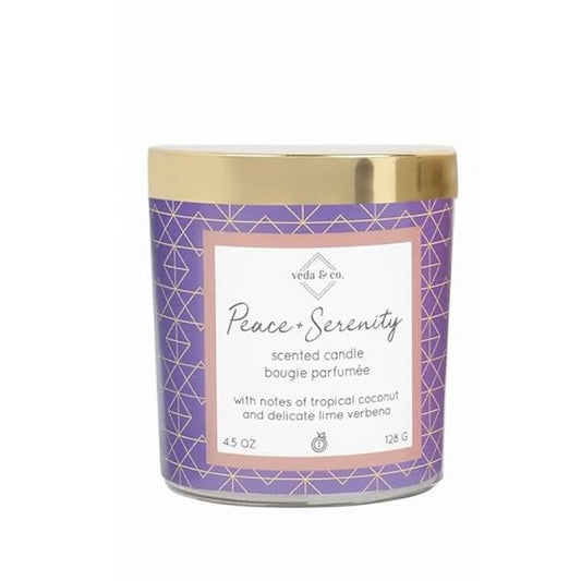 Welburn Veda&Co® Scented Wax Candle – 30 Hours Burn Time (128gm) | Jar Candle with Gold Metal Lid | Smokeless Paraffin Wax | Peace & Serenity Aroma for Home Décor, Office, Meditation & Gifting