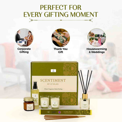 Welburn Veda&Co® Scentiment Home Fragrance Gift Set | Aromatherapy Candle, Room Spray, Reed Diffuser, Votives & Incense Sticks | Relaxing Gift Box for Home Decor, Ambience & Festive Gifting