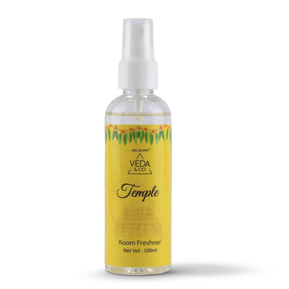 Welburn Veda&Co® Room Freshener for Puja – 100ml (Pack of 1) | Temple Fragrance Spray | Long-Lasting Spiritual Air Freshener for Home, Office, Mandir & Pooja Room | Refreshing Aromatic Ambience