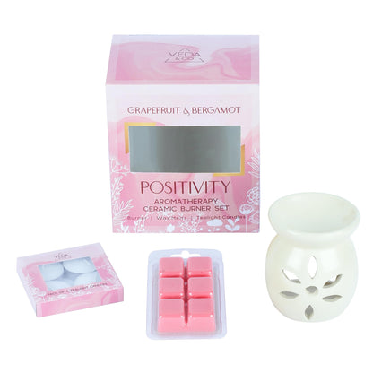 Welburn Veda&Co® Aromatherapy Diffuser Set – Ceramic Burner with Scented Wax Melts & Tealights | Home Décor & Relaxation | Up to 30 Uses | Promotes Positivity