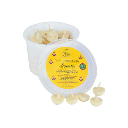 Welburn Veda&Co® Scented Batti for Puja(60 Pieces), Diya Batti with Cotton Wick, 30 Minutes Burning Time, Ghee Blended Ready to Use Diyas, Premium Puja Fragrance Two Month Pack, Home & Temple