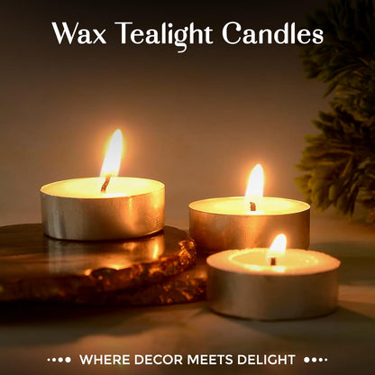 Welburn Veda&Co® Wax Tealight Candles for Home Decor, Offices,Parties,Dining & Special Occasions | Pack of 200-Unscented | 100% Fully Refined Paraffin Wax & Smokeless | Burns Upto 3 Hours (White)