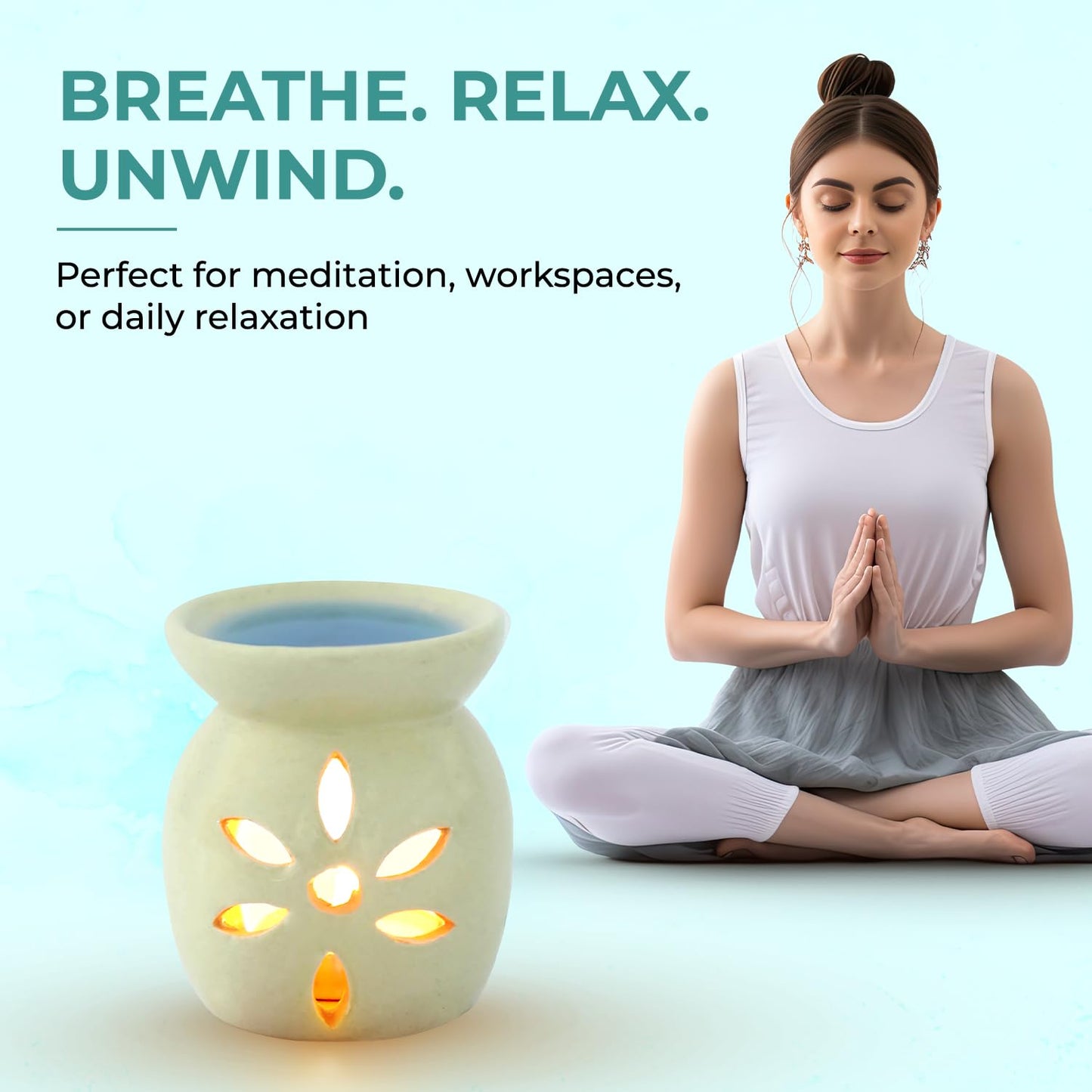 Welburn Veda&Co® Ceramic Burner | Aromatherapy Diffuser Set with Well Designed Ceramic Burner | Highly Scented Wax Melts & Tealights | Home Decorative | Upto 30 uses (Stress Relief)