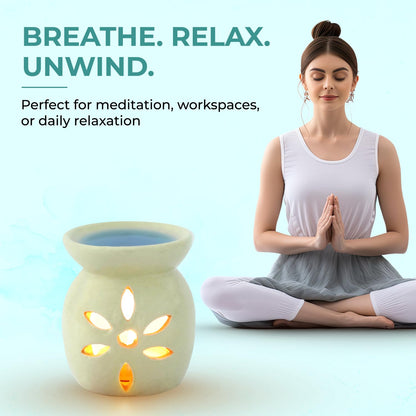 Welburn Veda&Co® Ceramic Burner | Aromatherapy Diffuser Set with Well Designed Ceramic Burner | Highly Scented Wax Melts & Tealights | Home Decorative | Upto 30 uses (Stress Relief)