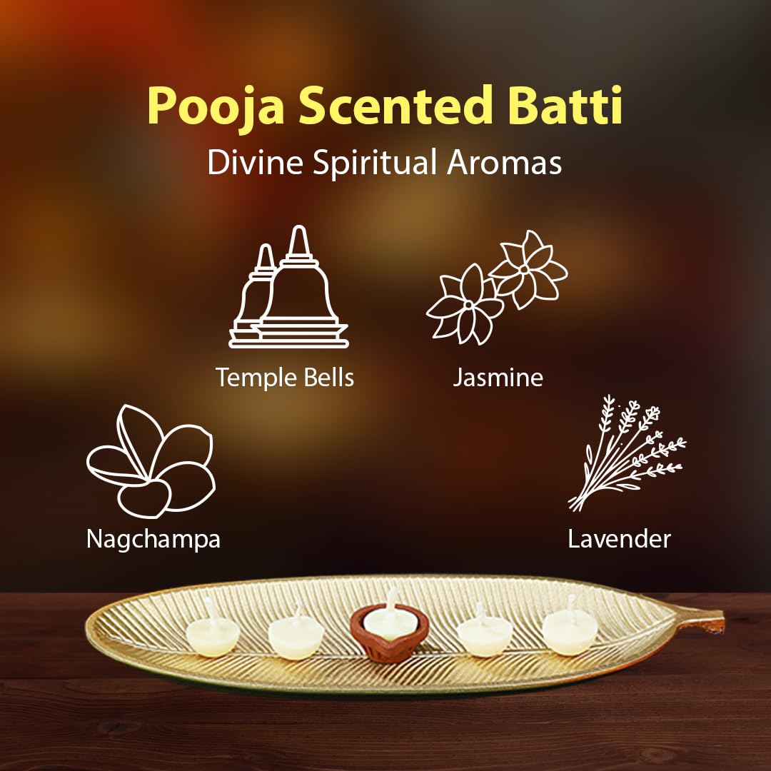 Welburn Veda&Co® Scented Batti for Puja(60 Pieces), Diya Batti with Cotton Wick, 30 Minutes Burning Time, Ghee Blended Ready to Use Diyas, Premium Puja Fragrance Two Month Pack, Home & Temple