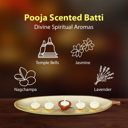 Welburn Veda&Co® Scented Batti for Puja(60 Pieces), Diya Batti with Cotton Wick, 30 Minutes Burning Time, Ghee Blended Ready to Use Diyas, Premium Puja Fragrance Two Month Pack, Home & Temple