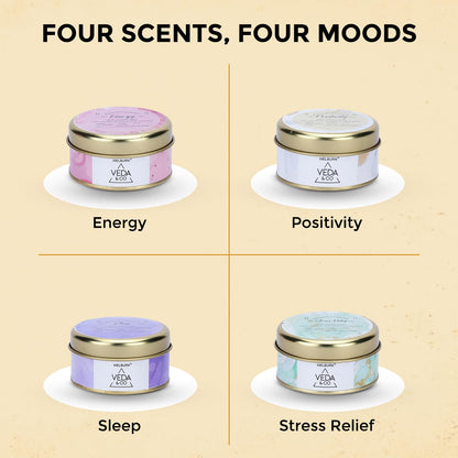 Welburn Veda&Co® Scented Wax Candle – Induces Positivity | Aromatherapy Travel Tin Candle for Home Décor & Relaxation | 100% Soy Wax | Long-Lasting 15 Hours Burn Time | 85gm Portable Jar Candle