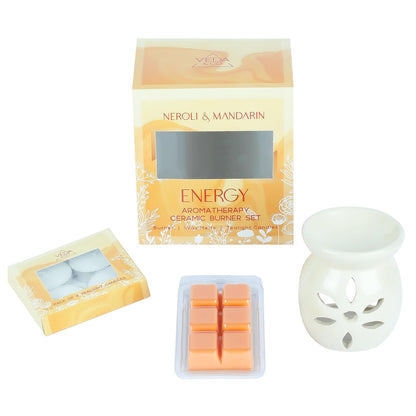 Welburn Veda&Co® Ceramic Burner Aromatherapy Diffuser Set – Scented Wax Melts & Tealights | Home Décor | Up to 30 Uses | Promotes Energy & Positivity
