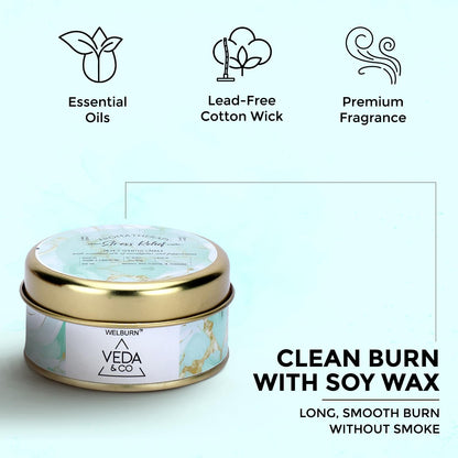 Welburn Veda&Co® Scented Wax Candle – Stress Relief | Aromatherapy Travel Tin Candle | 100% Natural Soy Wax | Relaxing Stress-Relieving Fragrance | 15 Hours Burn Time | 85gm Travel Candle