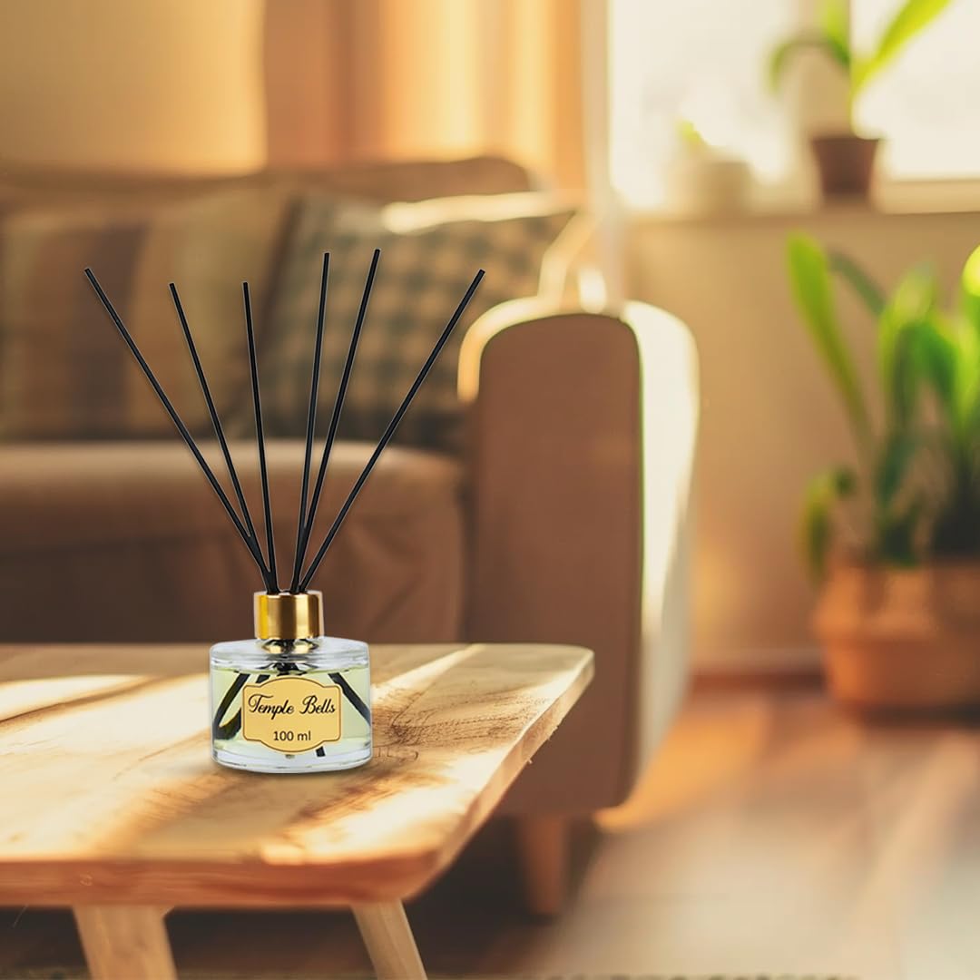 Welburn Veda&Co® Nagchampa Scented Reed Diffuser – 100ml | Includes 6 Free Reeds | Ready-to-Use Oil Blend | Fragrance That Inspires Positivity | Home & Office Décor