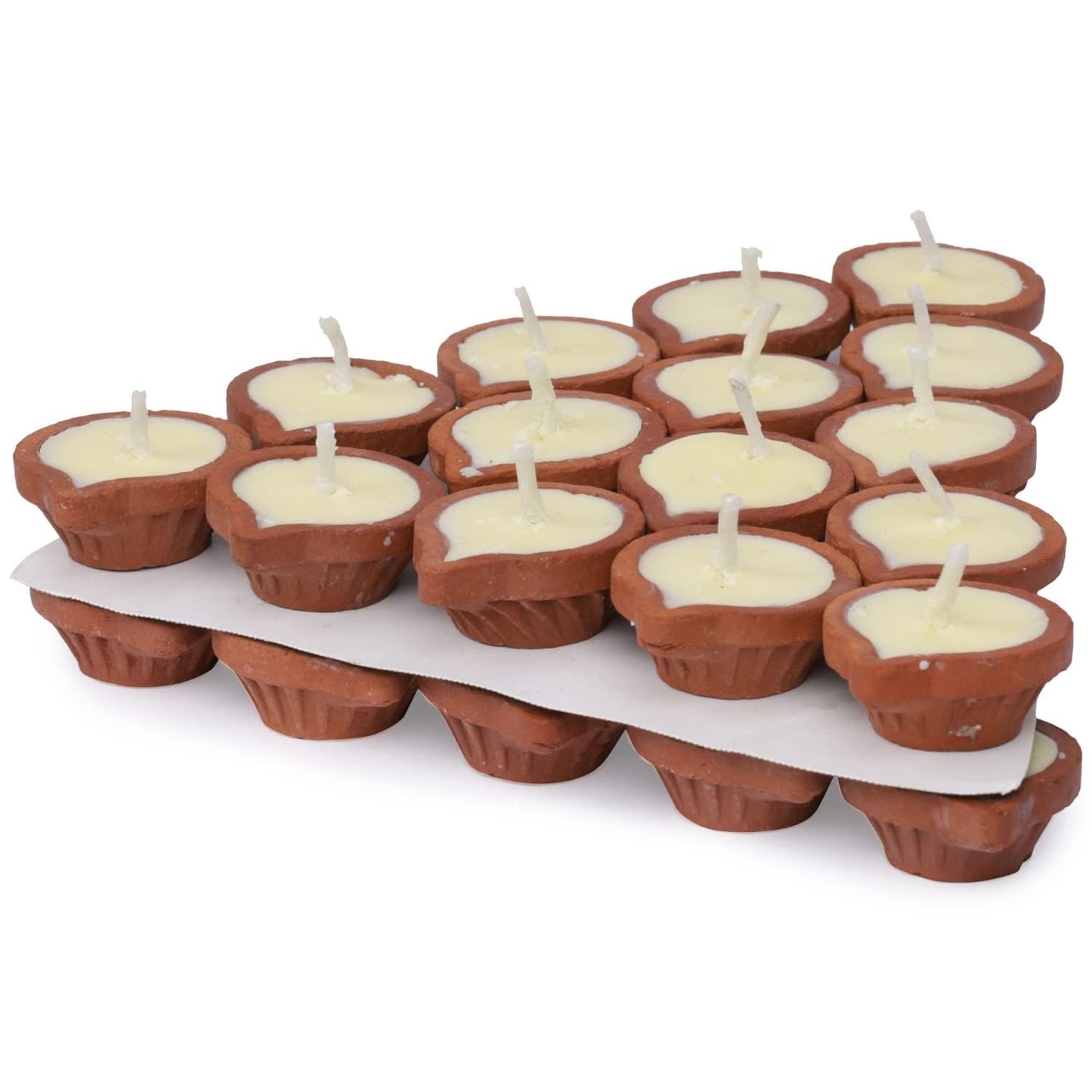 Welburn Veda&Co® Pure Cow Ghee Diya 60 pcs for Puja & Diwali Decoration | Upto 50-55 Burn time | Smoke Free | Diyas for Pooja Havans & Religious Rituals,Festivals | Ready to use