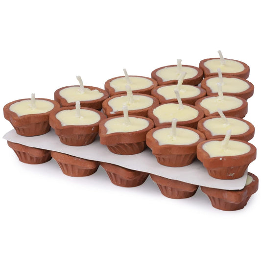 Welburn Veda&Co® Pure Cow Ghee Diya 60 pcs for Puja & Diwali Decoration | Upto 50-55 Burn time | Smoke Free | Diyas for Pooja Havans & Religious Rituals,Festivals | Ready to use