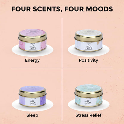 Welburn Veda&Co® Scented Wax Candle – Energy Boost | Aromatherapy Travel Tin Candle | Soy Wax | Home Décor Essential | 15-Hour Burn | 85g