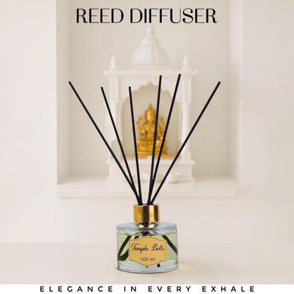 Welburn Veda&Co® Reed Diffuser (100ml),Clear Round Jar,Gold Coated Lid with 240mm Synthetic Reeds(6 No's),Ready to Use Oil Blend, Alcohol Free,Last for 45 Days -100ml Scented Reed Diffuser.