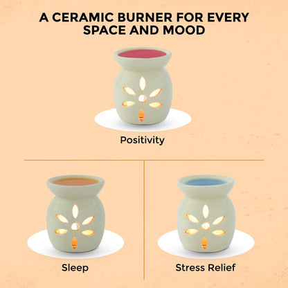 Welburn Veda&Co® Aromatherapy Diffuser Set – Ceramic Burner with Scented Wax Melts & Tealights | Home Décor & Relaxation | Up to 30 Uses | Promotes Positivity