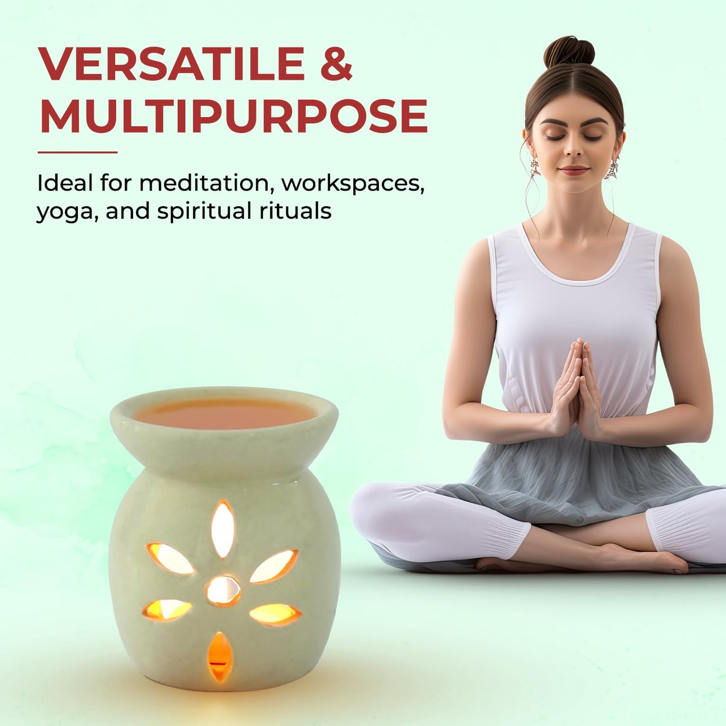 Welburn Veda&Co® Ceramic Burner Aromatherapy Diffuser Set – Scented Wax Melts & Tealights | Home Décor | Up to 30 Uses | Promotes Energy & Positivity