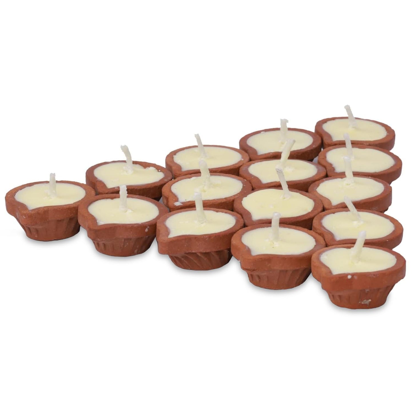 Welburn Veda&Co® Pure Cow Ghee Diya 15 pcs for Puja & Diwali Decoration | Upto 50-55 Burn time | Smoke Free | Diyas for Pooja Havans & Religious Rituals,Festivals | Ready to use