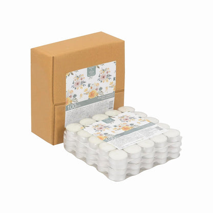 Welburn Veda&Co® Wax Unscented Tealight Candles Pack of 100 for Diwali Decoration | Burning Time Upto 4 Hours | Paraffin Free & Smokeless | Candles for Home Decor, Offices & Special Occasions