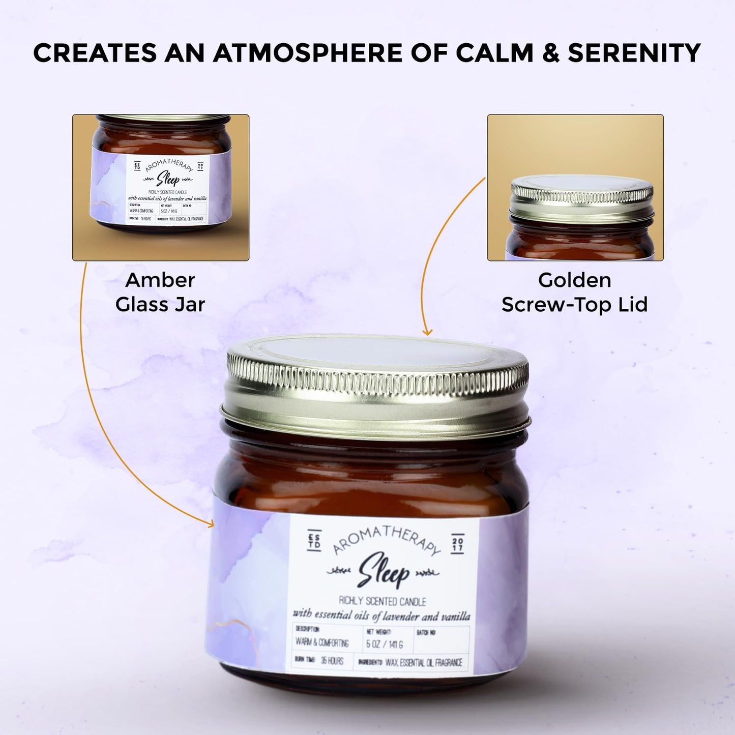 Welburn Veda&Co® Scented Wax Candle - Induces Sleep | Aromatherapy Jar Candle for Home Decor | Enhance Your Mood | Enhance Your Space with Soothing Scents (35 Hours Burn Time, 141gm),