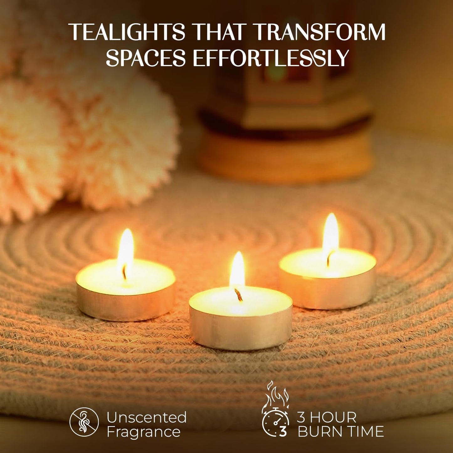 Welburn Veda&Co® Wax Tealight Candles for Home Decor, Offices,Parties,Dining & Special Occasions | Pack of 200-Unscented | 100% Fully Refined Paraffin Wax & Smokeless | Burns Upto 3 Hours (White)