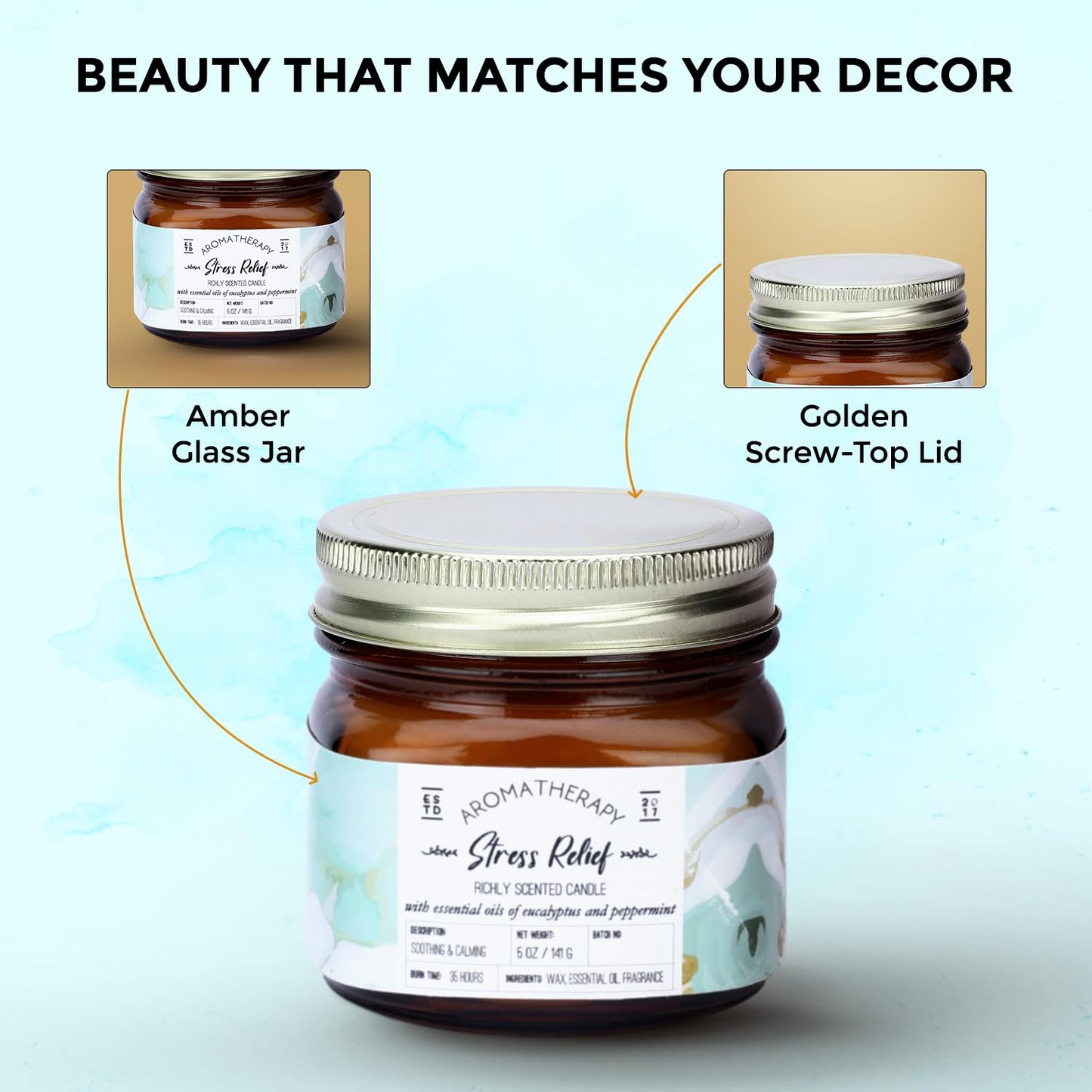 Welburn Veda&Co® Scented Wax Candle -Stress Relief | Aromatherapy Jar Candle for Home Decor | Enhance Your Mood | Enhance Your Space with Soothing Scents (35 Hours Burn Time, 141gm),