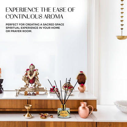 Welburn Veda&Co® Temple Bells Scented Reed Diffuser – 100ml | Includes 6 Free Reeds | Ready-to-Use Oil Blend | Fragrance That Inspires Positivity | Home & Office Décor