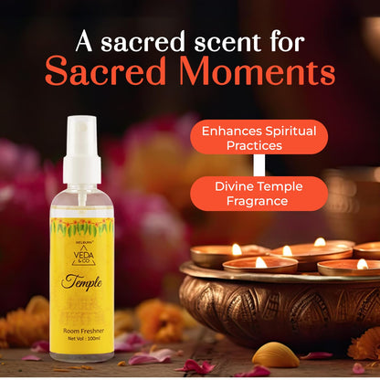 Welburn Veda&Co® Room Freshener for Puja – 100ml (Pack of 1) | Temple Fragrance Spray | Long-Lasting Spiritual Air Freshener for Home, Office, Mandir & Pooja Room | Refreshing Aromatic Ambience