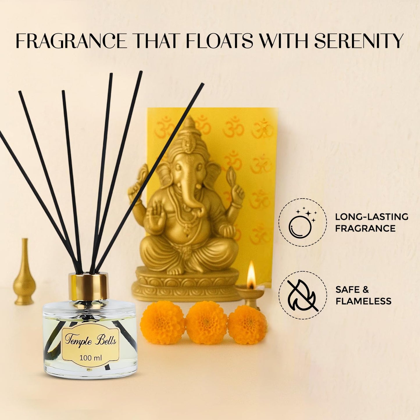 Welburn Veda&Co® Reed Diffuser (100ml),Clear Round Jar,Gold Coated Lid with 240mm Synthetic Reeds(6 No's),Ready to Use Oil Blend, Alcohol Free,Last for 45 Days -100ml Scented Reed Diffuser.