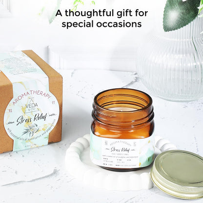 Welburn Veda&Co® Scented Wax Candle -Stress Relief | Aromatherapy Jar Candle for Home Decor | Enhance Your Mood | Enhance Your Space with Soothing Scents (35 Hours Burn Time, 141gm),
