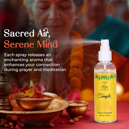 Welburn Veda&Co® Room Freshener for Puja – 100ml (Pack of 1) | Temple Fragrance Spray | Long-Lasting Spiritual Air Freshener for Home, Office, Mandir & Pooja Room | Refreshing Aromatic Ambience