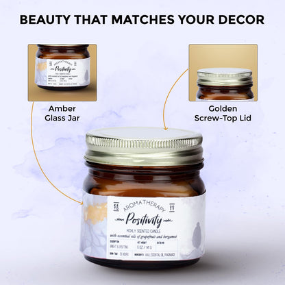 Welburn Veda&Co® Scented Wax Candle - Positivity I Aromatherapy Jar Candle for Home Decor | Enhance Your Mood | Enhance Your Space with Soothing Scents (35 Hours Burn Time, 141gm),