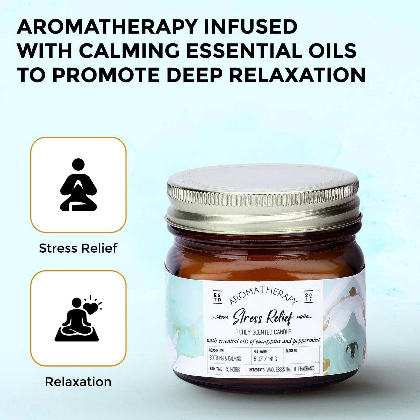 Welburn Veda&Co® Scented Wax Candle -Stress Relief | Aromatherapy Jar Candle for Home Decor | Enhance Your Mood | Enhance Your Space with Soothing Scents (35 Hours Burn Time, 141gm),