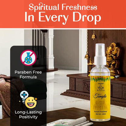 Welburn Veda&Co® Room Freshener for Puja – 100ml (Pack of 1) | Temple Fragrance Spray | Long-Lasting Spiritual Air Freshener for Home, Office, Mandir & Pooja Room | Refreshing Aromatic Ambience