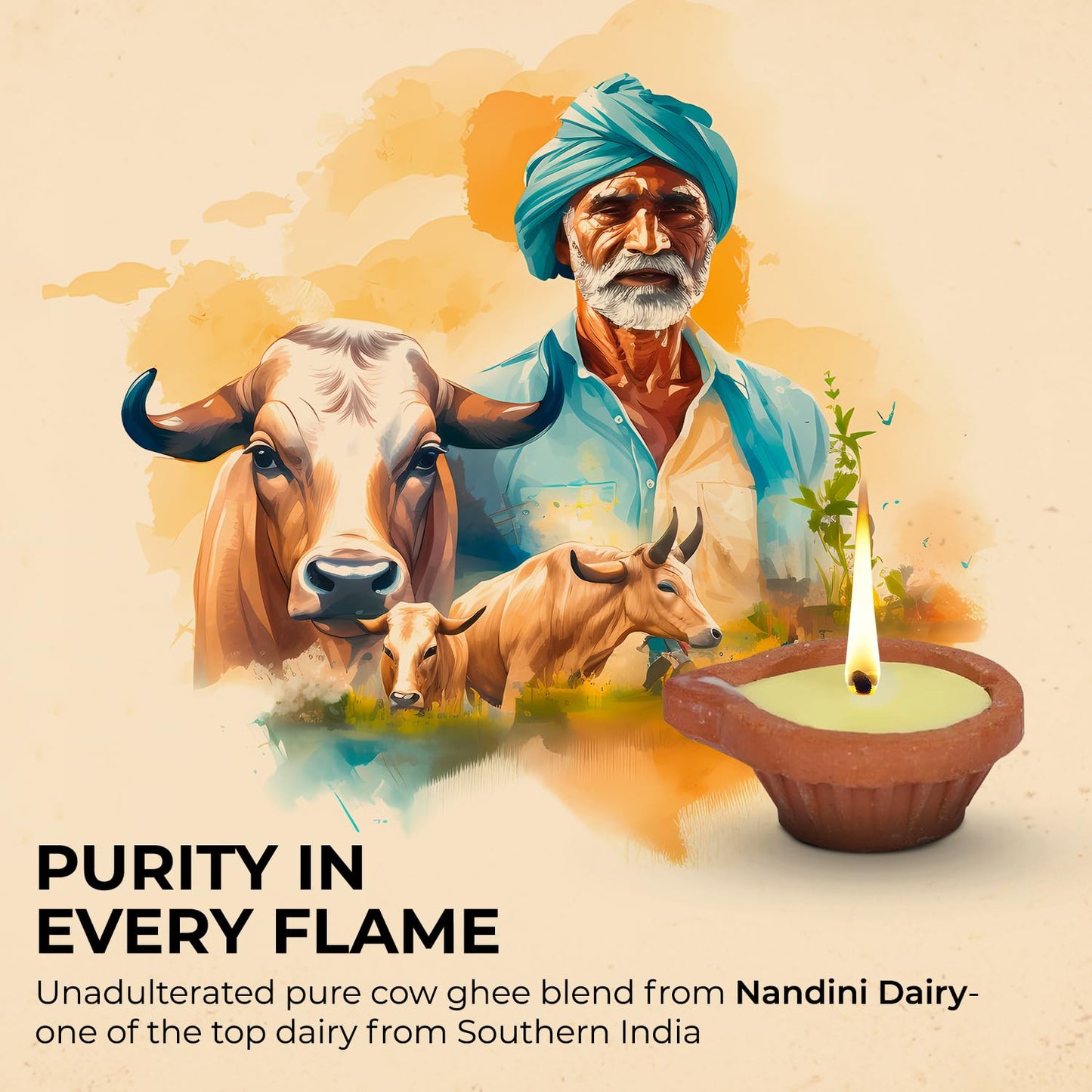 Welburn Veda&Co® Pure Cow Ghee Diya 60 pcs for Puja & Diwali Decoration | Upto 50-55 Burn time | Smoke Free | Diyas for Pooja Havans & Religious Rituals,Festivals | Ready to use