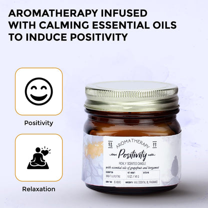 Welburn Veda&Co® Scented Wax Candle - Positivity I Aromatherapy Jar Candle for Home Decor | Enhance Your Mood | Enhance Your Space with Soothing Scents (35 Hours Burn Time, 141gm),