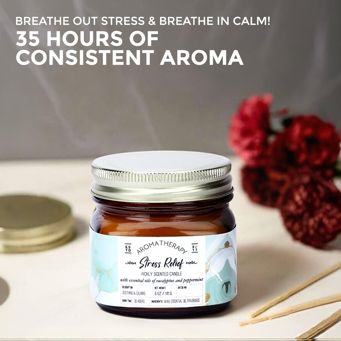 Welburn Veda&Co® Scented Wax Candle -Stress Relief | Aromatherapy Jar Candle for Home Decor | Enhance Your Mood | Enhance Your Space with Soothing Scents (35 Hours Burn Time, 141gm),