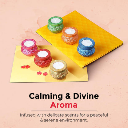 Welburn Veda&Co® Scented Decorative Matki Diya Pack of 9 for Diwali Decoration & Puja | Upto 1.30hr Burning Time | Hand Painted Terracotta Clay Diya for Home Décor & Festive Gifting