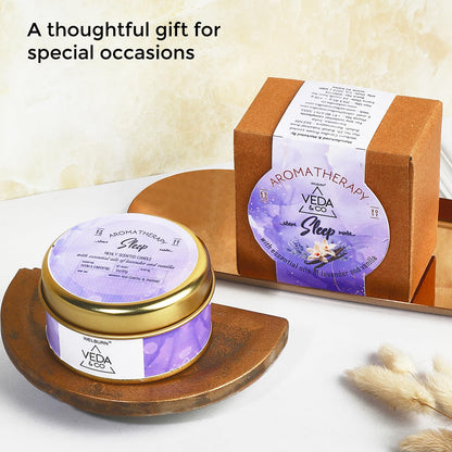Welburn Veda&Co® Scented Wax Candle (85gm, 15 Hr Burn Time) | Aromatherapy Travel Tin Candle | Soy Wax | Induces Sleep & Relaxation | Stress Relief Candle for Bedroom, Meditation & Home Décor