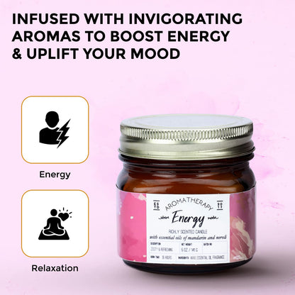 Welburn Veda&Co® Scented Wax Candle - Energy | Aromatherapy Jar Candle for Home Decor | Enhance Your Mood | Enhance Your Space with Soothing Scents (35 Hours Burn Time, 141gm),